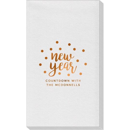 Confetti Dots New Year Linen Like Guest Towels
